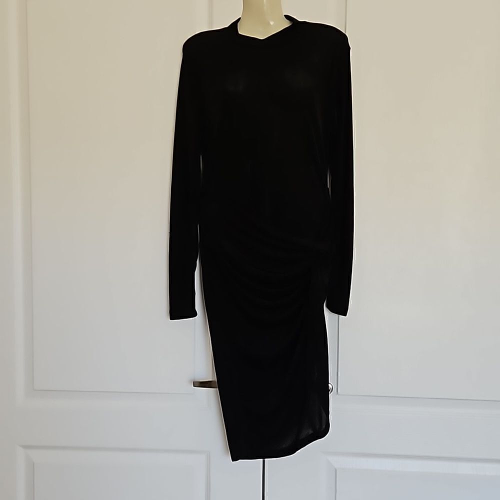Forever 21 Women's Body Suite Tie Knot Long Sleeves Wrap Midi Dress Small Black